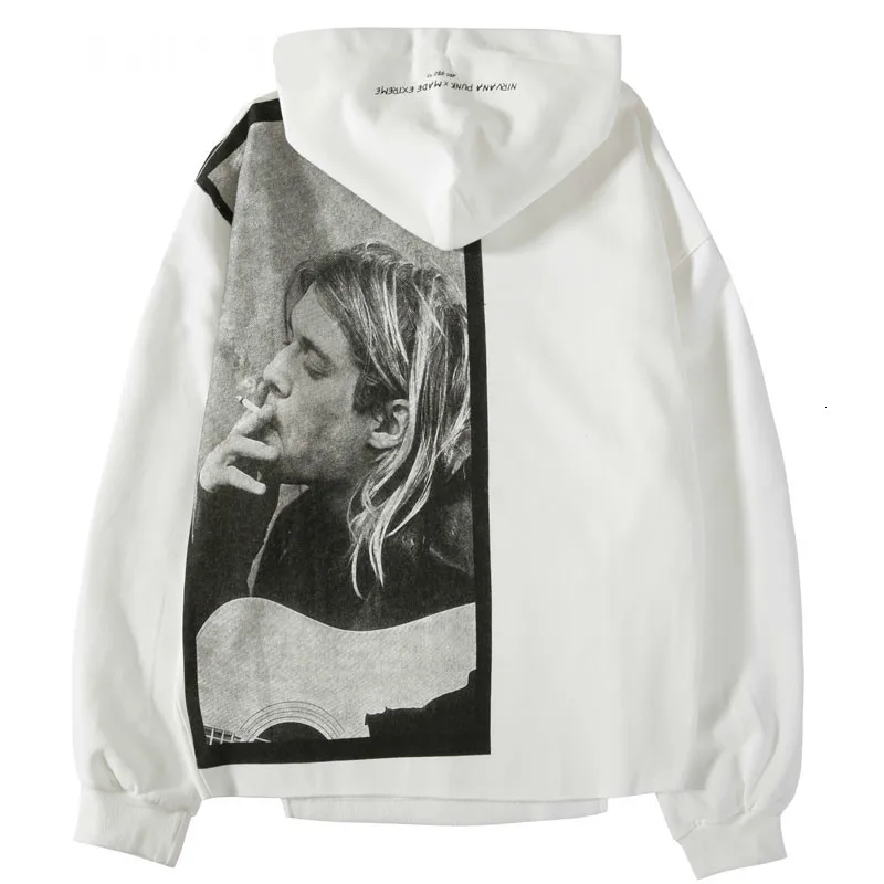 EWQ/Kurt Cobain, мужская толстовка с принтом, хип-хоп, Повседневный пуловер в стиле панк-рок, толстовки с капюшоном, уличная мода, топы 9A283