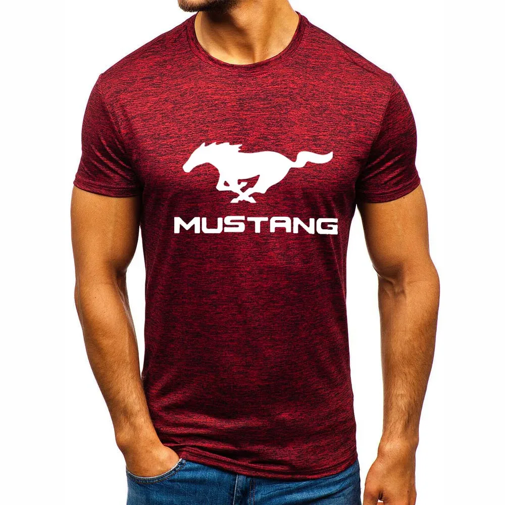 Летняя мужская футболка Mustang с логотипом машины Мужская модная повседневная