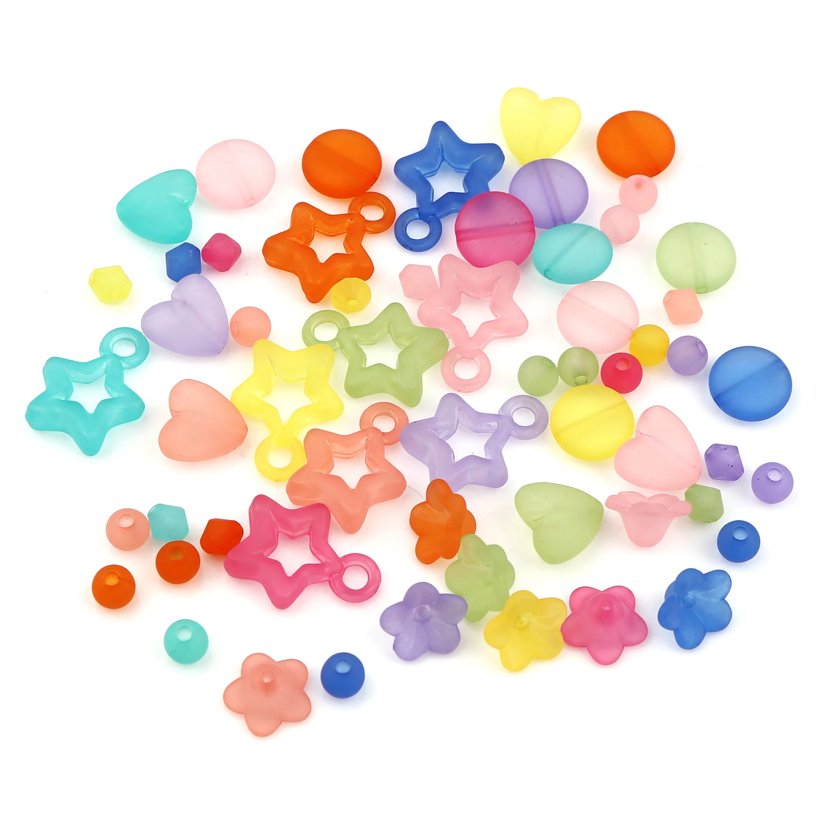 

DoreenBeads Heart Star Flower Pattern Acrylic Beads Loose Spacer Beads for DIY Making Jewelry At Random Color ,200-2000 PCs