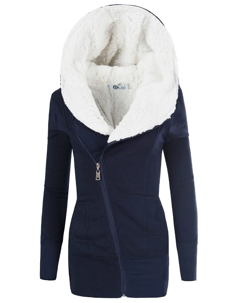 Zogaa – veste à capuche longue pour femmes  pull en polaire  décontracté  fermeture éclair  poche