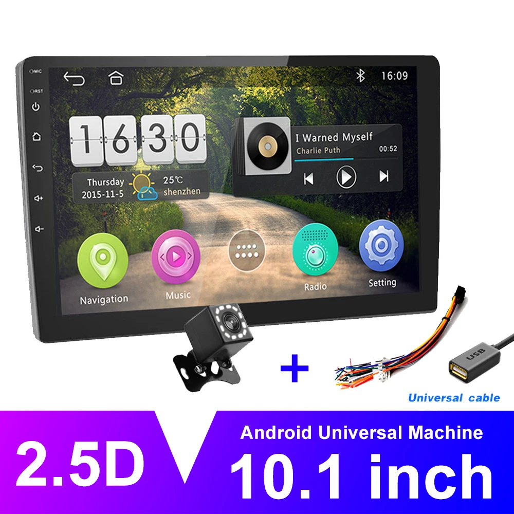 With 12 Led Camera AMPrime Android автомобильный радиоприемник 10," 2 Din Автомобильный мультимедийный 2G+ 16G Авто Стерео Gps WiFi навигация Bluetooth видео плеер камера заднего вида - Цвет: With 12 Led Camera