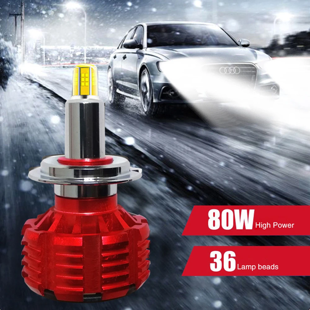 360 градусов Автомобильные светодиодные фары супер яркие H1 H7 лампы H11 9005 9012 80 Вт