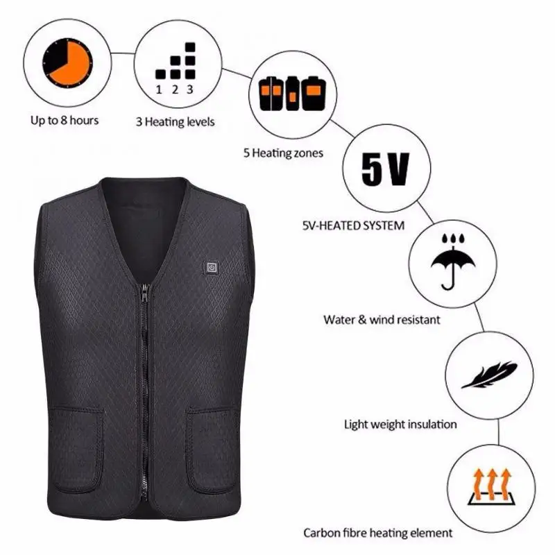 Waterproof USB Infrared Heating Vest Electric Heated Jacket Thermal Clothing Fishing Hiking Hunting Softshell+8hours | Спорт и