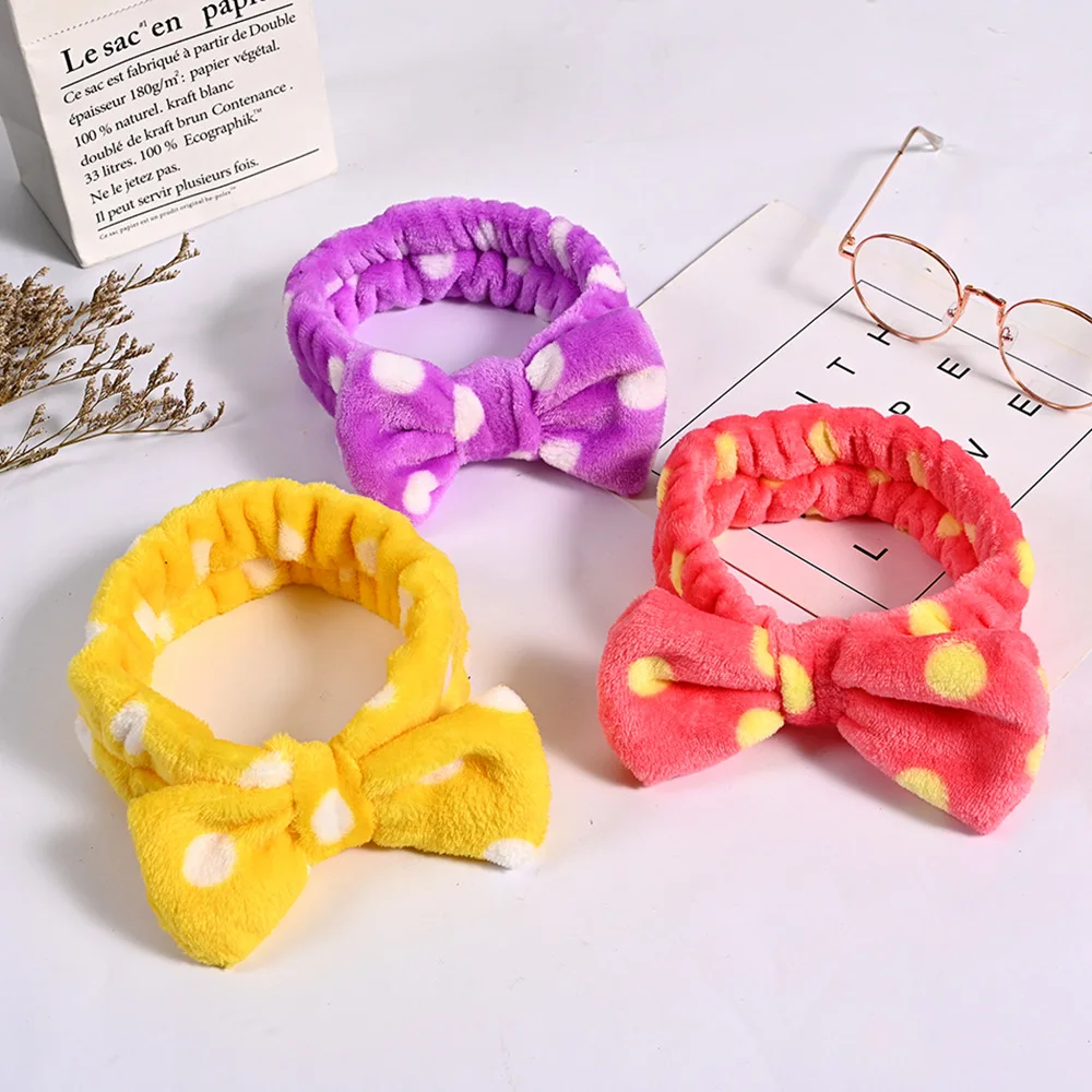 

Microfiber Bow Headband Wash Face Cosmetic Mask Shower Spa Skincare Makeup Headband for Women with Polk Dots and Animal Print