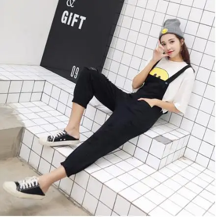 Летний осенний джинсовый комбинезон женские свободные джинсовые комбинезоны