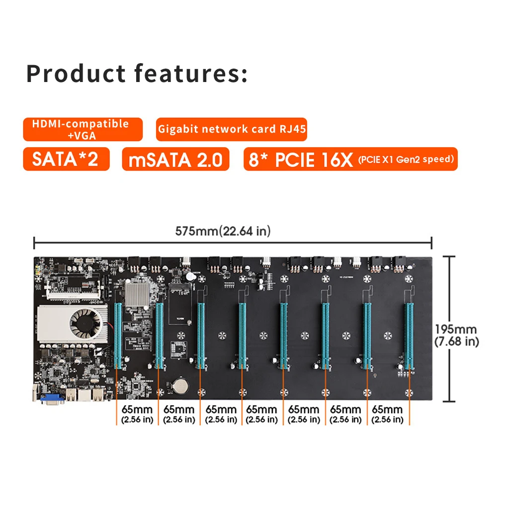 Bestellen BTC-S37 Bergbau Motherboard 8 GPU PCI-E 16X Slots DDR3 Motherboard Mit USB 2,0 SATA 3,0 Ports Computer Teile