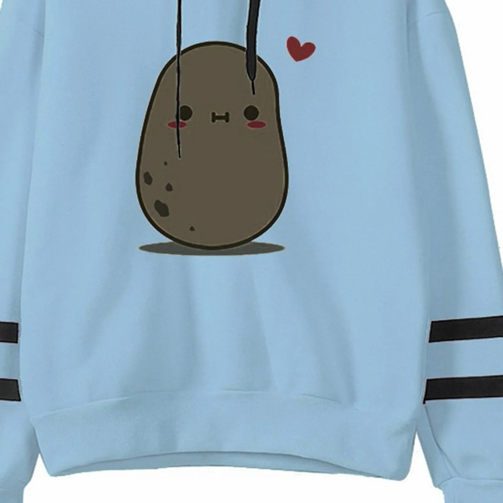 Fashion Women Hoodie Casual Loose Long Sleeve Striped Potato Print Sweatshirt Tops Streetwear Women Oversized Hoodies Sudaderas