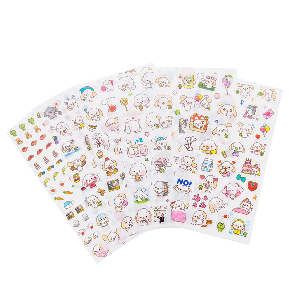

6 Sheets Big Ear Happy Dog Adhesive Stickers Decorative Album Diary Stick Label Paper Decor Hand Account Stationery Stickers