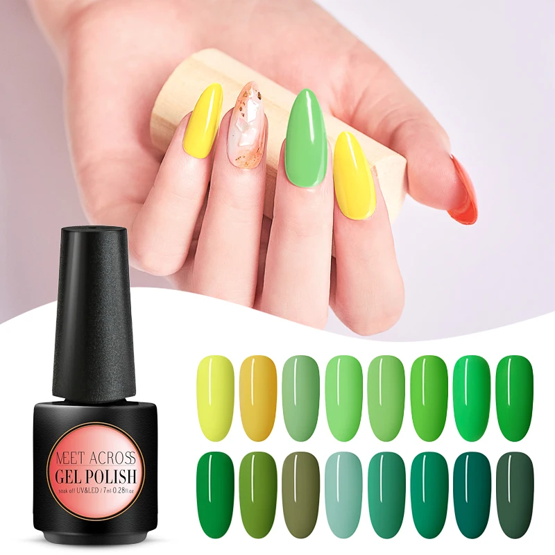 Встречаются по всей 7 мл Цветной Гель-лак для ногтей зеленого цвета серии гель