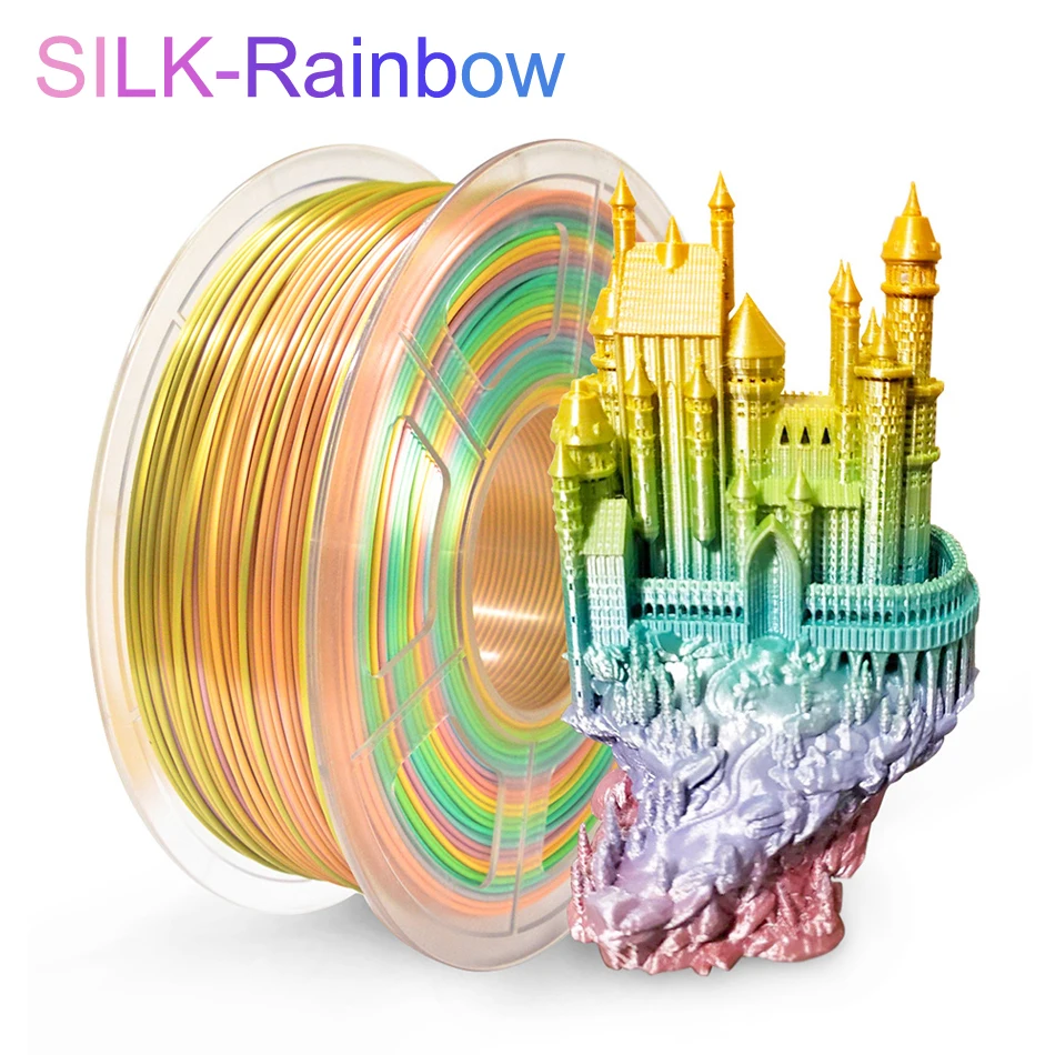 

Enotepad PLA SILK Rainbow 3D printer Filament tangle free 100% no bubble high quality SILK Filament with Vacuum bag packing