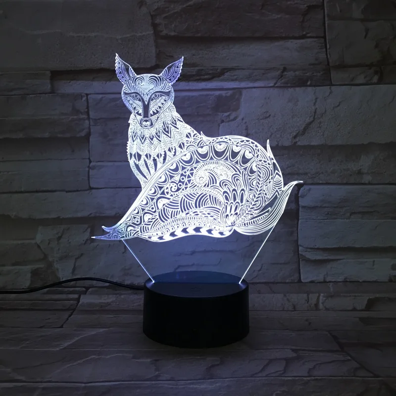 VCity 3D лампа с лисой 7 цветов светодиодный лампа дневного света дети ребенок спальня стол рядом со спящей лампой сенсорный или пульт дистанционного управления теплый свет