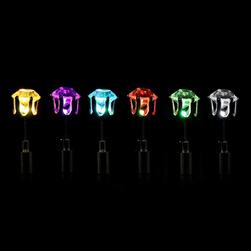 Светодиодная серьга Светящийся Кристалл нержавеющий светильник для ушей