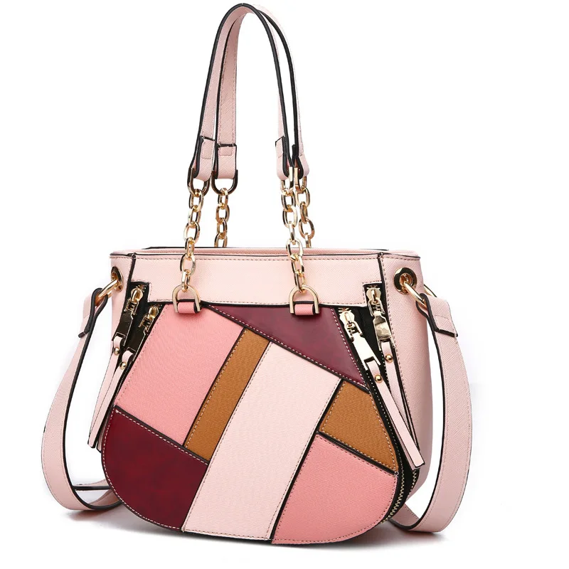 

Bags for Women 2021 New Women's Bag PU Leather Shoulder Bag Hit Color Ladies Bag Shoulder Bag Crossbody Bag Handbags