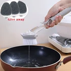 Инструменты для чистки кухни 2 в 1, щетка для чистки с длинной ручкой и съемной щеткой, диспенсер для губки, Набор Щеток Для Мытья Посуды