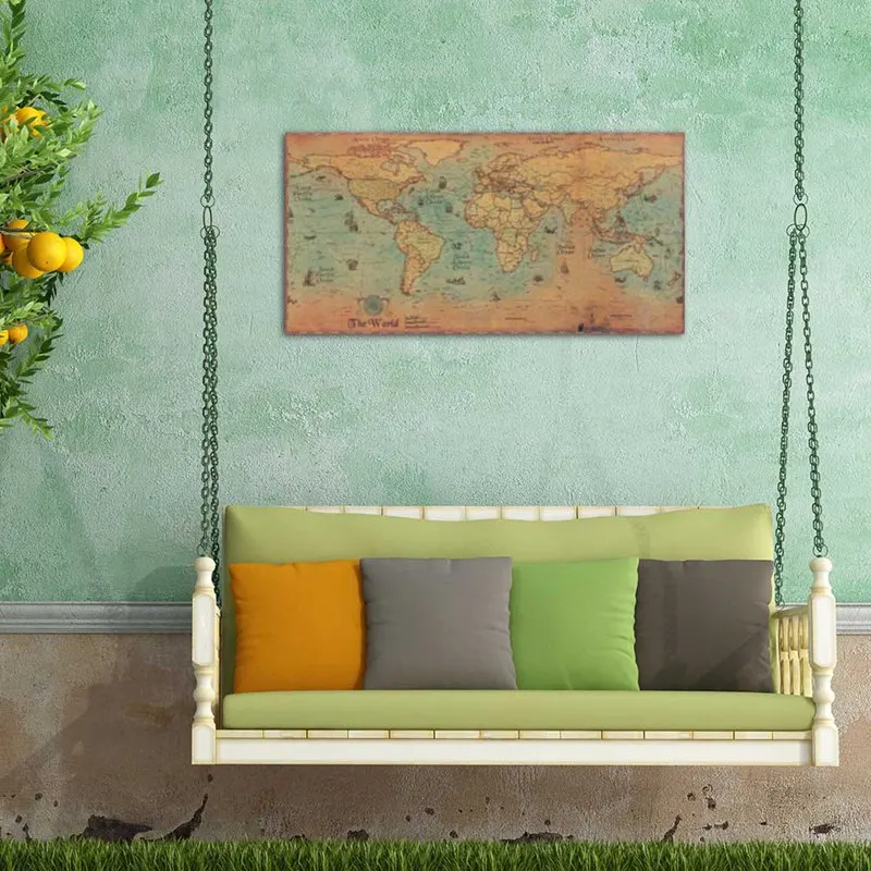 Морской океан карта мира ретро старый арт Бумага картина домашний декор Стикеры