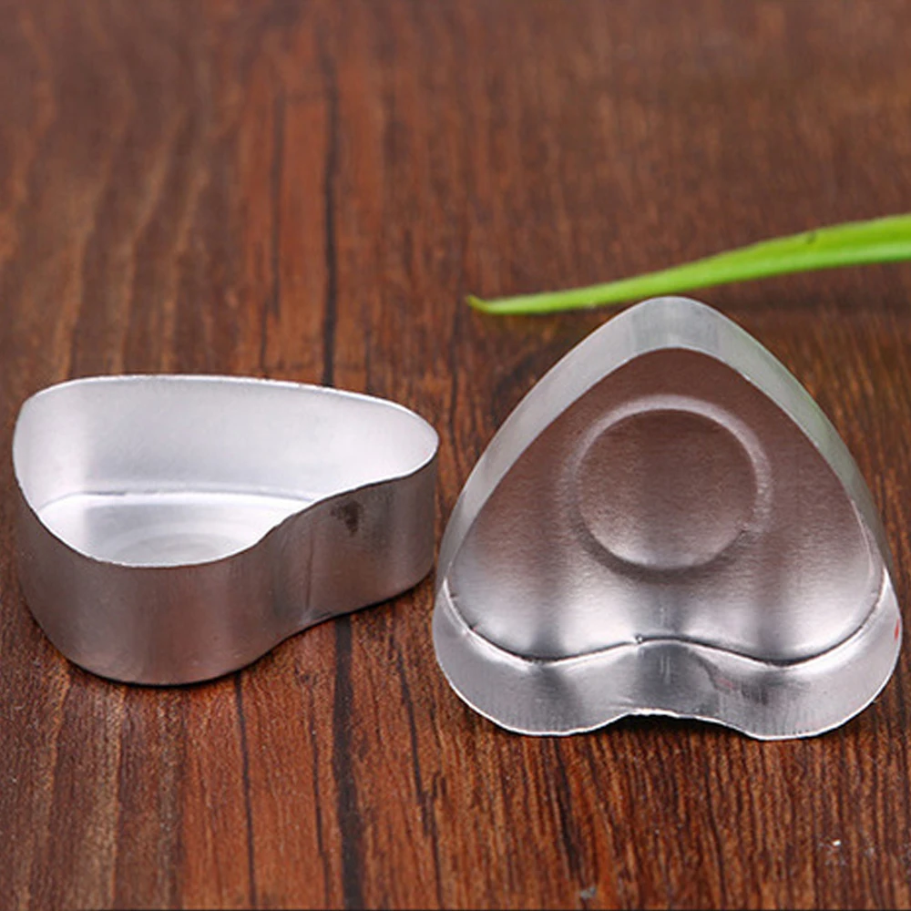 100 шт. алюминиевые восковые банки для свечей в форме сердца пустые формы футляры