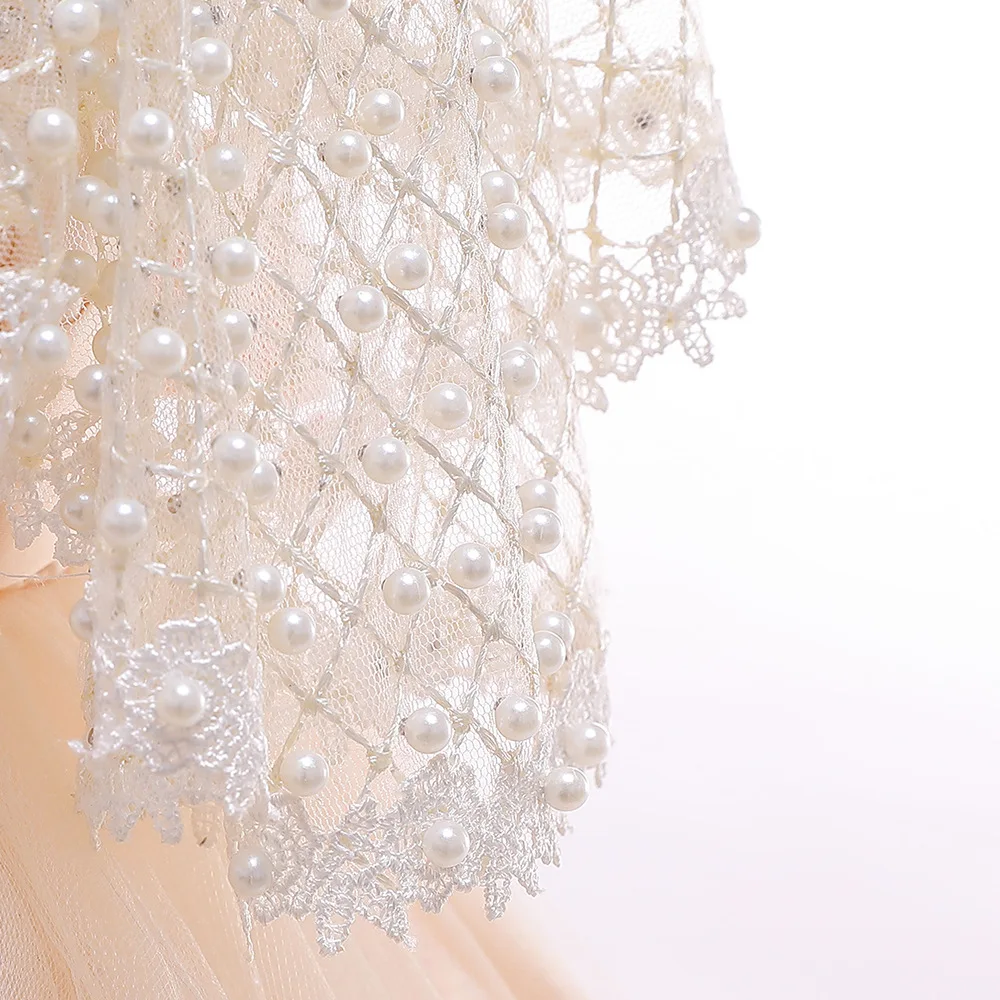 

2019 New Pageant Children's Dresses Wedding Evening Clothes Pink Pearl Lace A Luxury Girl Kids Party Dress Girls Princess Gown