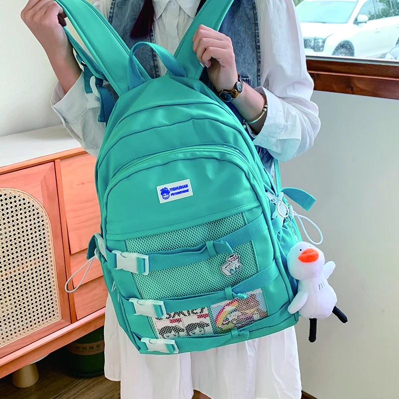 

Simple Women's Backpack for Cute Girls Nylon School Bag Female Student Large Capacity Rucksack Fashion Ladies Anti Theft Mochila