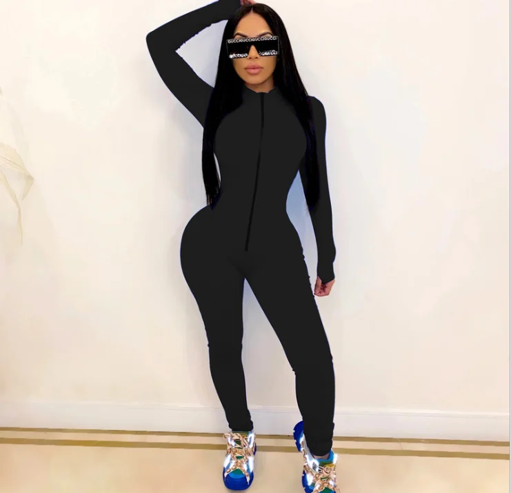 

Europe and the United States popular 2020 Amazon Women's new high neck slim fit bodysuit women jumpsuit