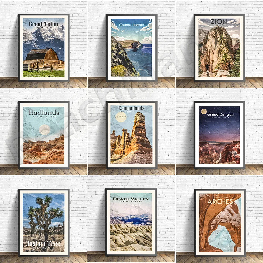 

Yosemite, Zion, Death Valley. Grand Teton. Grand Canyon, National Park, Glacier, Travel Artwork National Park Print, Joshua Tree