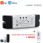 2CH Wi-Fi умный выключатель света RF433 12 В 24 В 110 В 220 В 85-250 В 2-канальный релейный пульт дистанционного управления от Alexa Google Home Tuya SmartLife