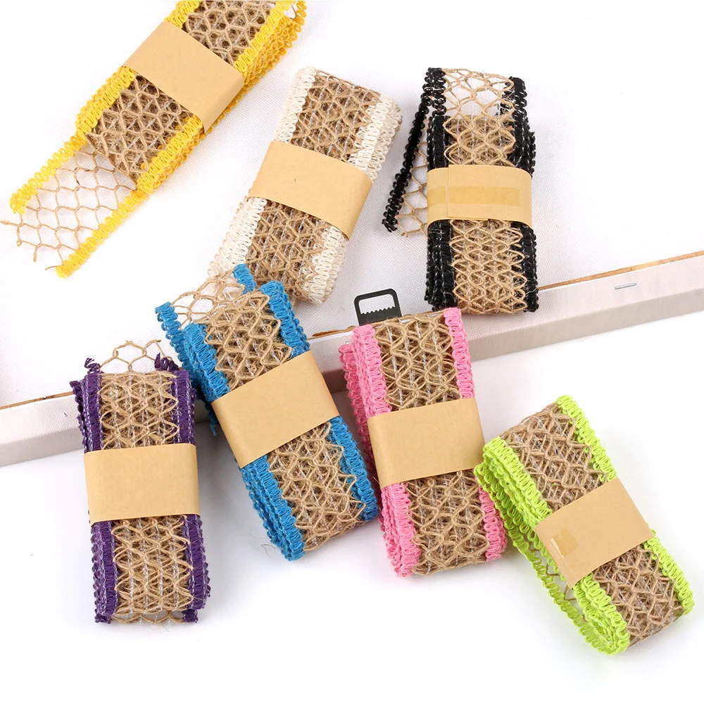 2 м натуральная джутовая лента из гессиана плетеная с цветочным узором для