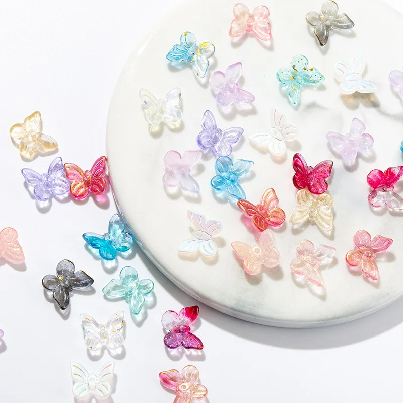 

20pcs 10mm Matte Butterfly Beads Vintage Coloured Glaze Spacer Beads For Jewelry Making Materials Diy Hairpin Tassle Bracelet
