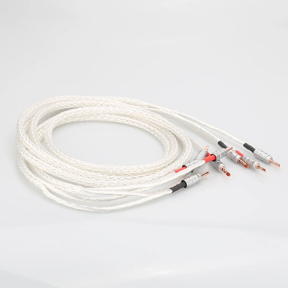 Пара 8AG посеребренный кабель для динамика Банановый штекер громкий Hi Fi