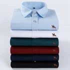 Мужская деловая рубашка, однотонная Повседневная рубашка с вышивкой логотипа лошади, брендовая модная одежда большого размера, весна-осень 2020