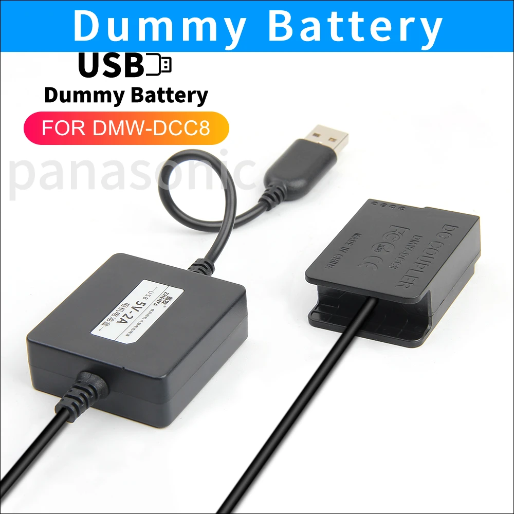 

DMW-BLC12 dummy battery DMW-DCC8 Power adapter USB for Panasonic DMC G6 G7 G5 GH2 GH2K GH2S G81 G85 FZ1000 FZ2500 FZ300 FZ200