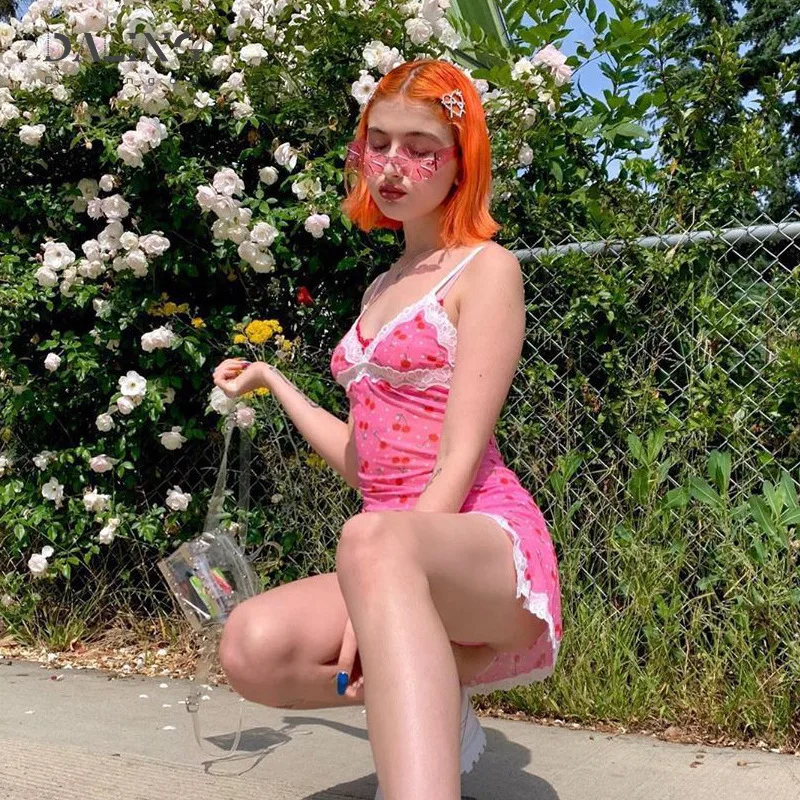 Женское пикантное Платье на шнуровке в горошек милое розовое мини-платье без