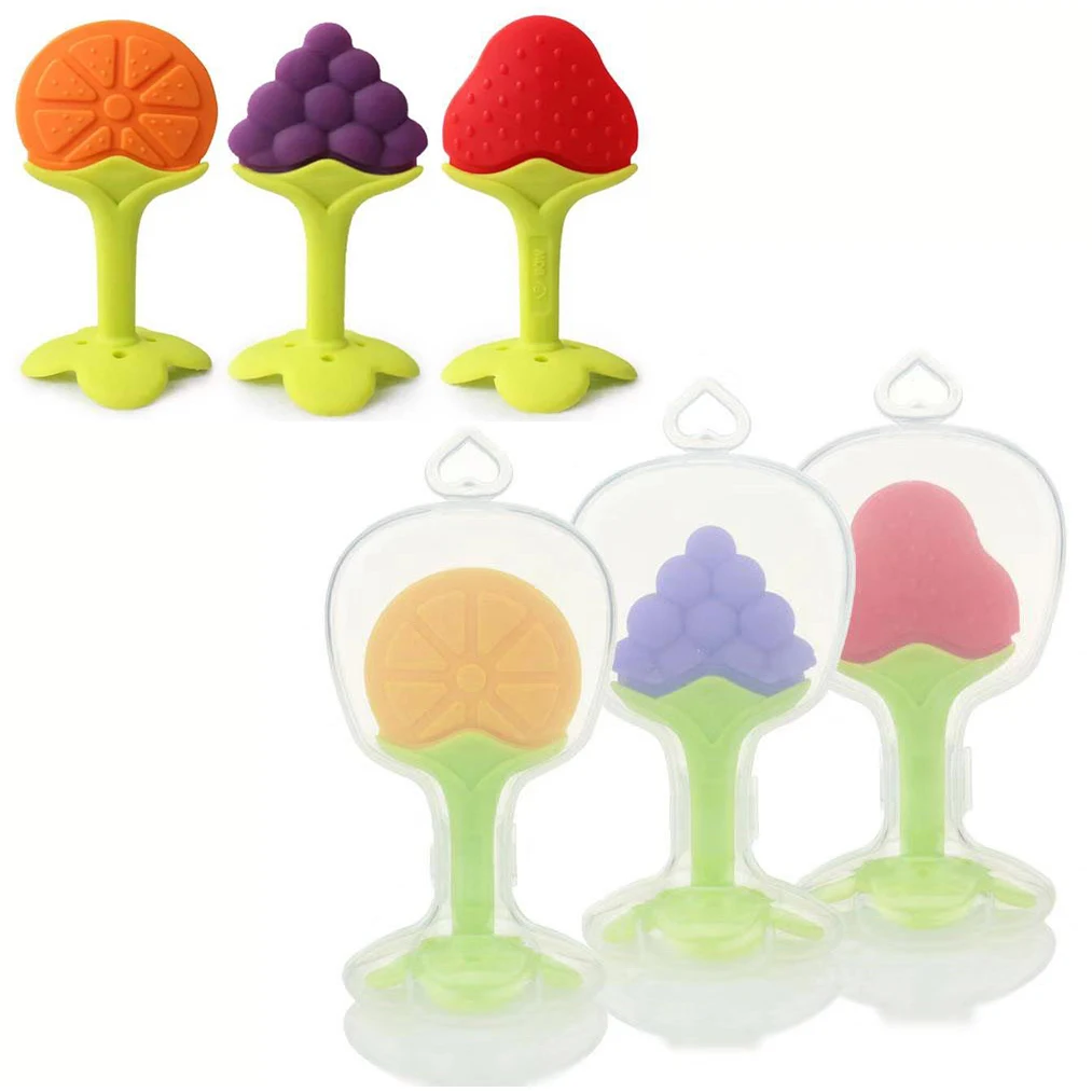 Mordedor de silicona para beb&eacute;, palo Molar de fruta, cuidado Dental para beb&eacute;, 1 ud.-0