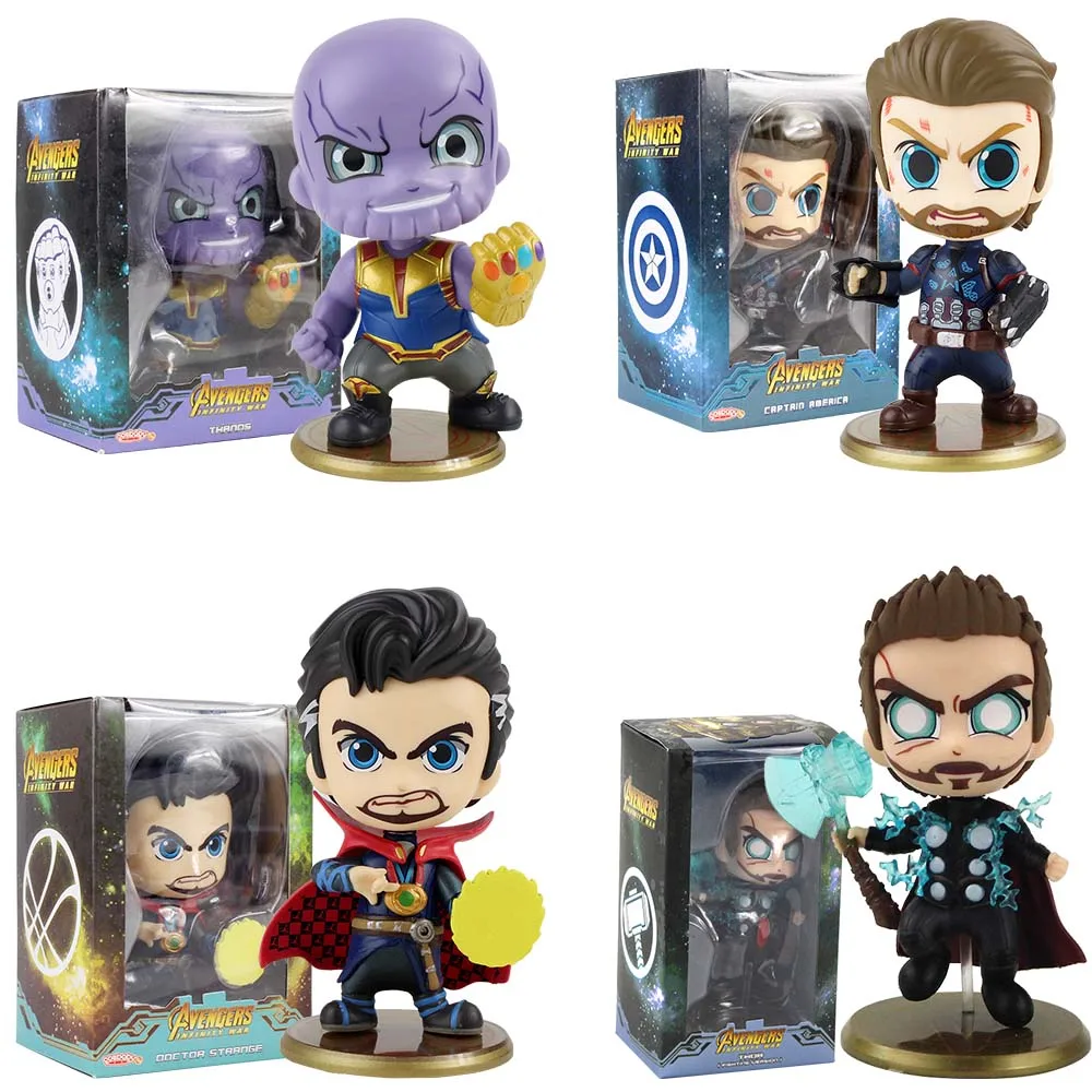 Cosbaby Avengers Infinity War Captain America Doctor Strange Thor Thanos Bobble Head PVC Action Figure Collectible Model Toy
