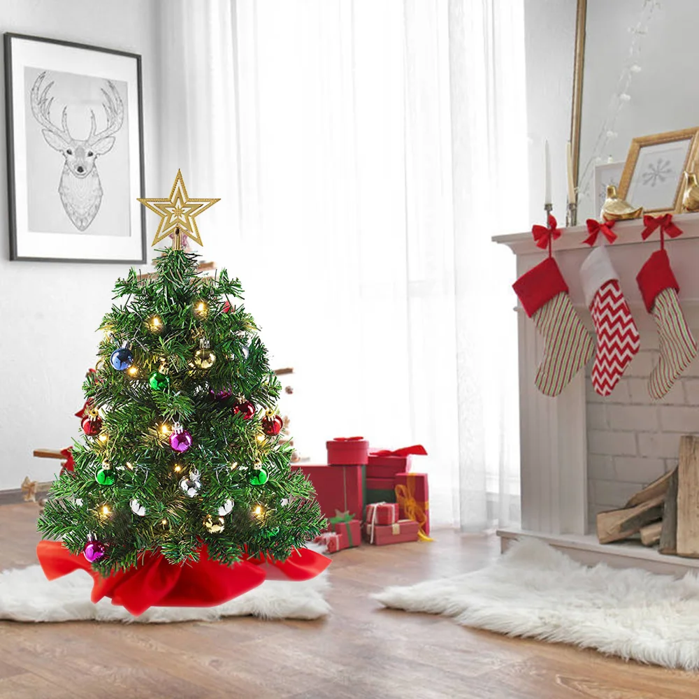 

Пластиковое украшение для растений, огни для рождественской елки, искусственная сосна зеленого цвета, украшение для стола, праздничные тов...