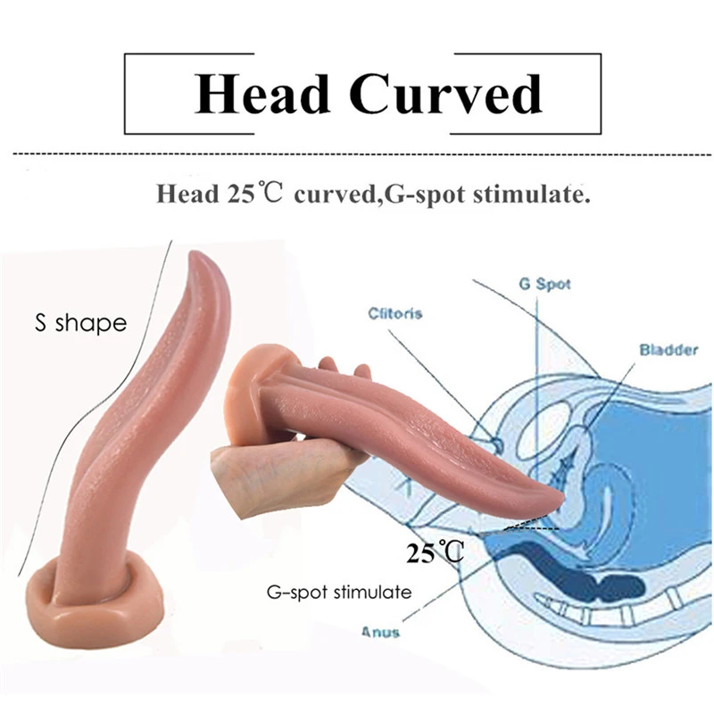 Soft Realistic Tongue Dildo G Spot Stimulate No Vibrator Sex Toys for Women Masturbation S Shape Anal Butt Plug Penis | Красота и
