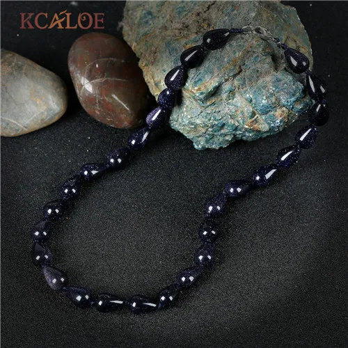 blue sand stone KCALOE полудрагоценные камни ожерелье s натуральный зеленый камень свадебные украшения в форме капли воды ручной работы Чокер Ожерелье - Окраска металла: blue sand stone