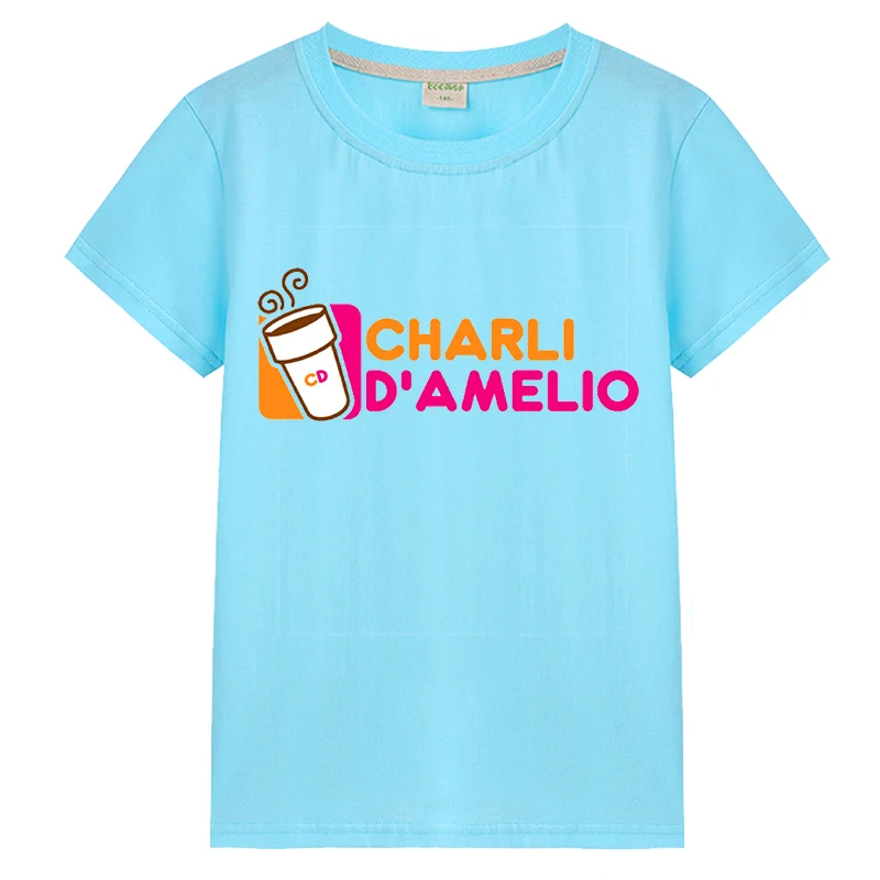 Новинка 2020 г. хлопковые футболки Charli amielio для девочек детские повседневные топы с
