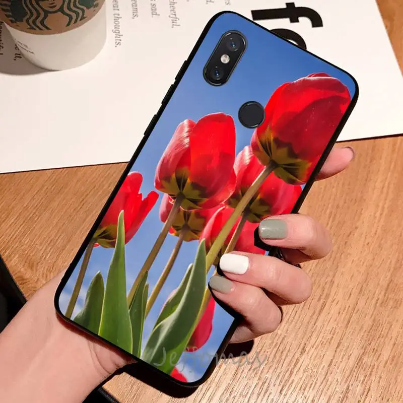 

Tulip flower beautiful pattern Phone Case For Xiaomi Redmi note 7 8 9 t max3 s 10 pro lite coque shell cover funda