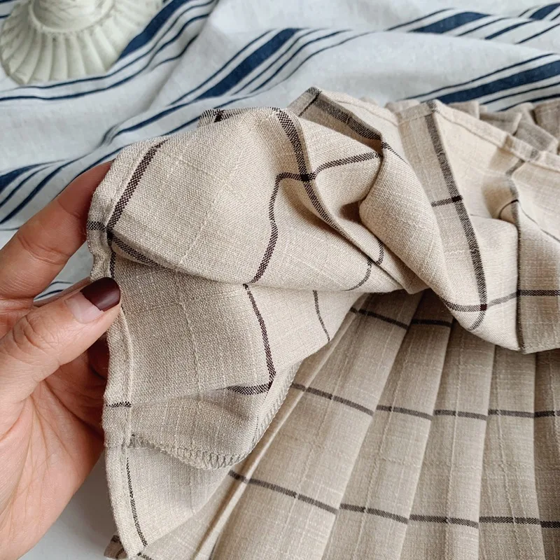 Женская клетчатая юбка WLG бежевая повседневная с оборками универсальная одежда