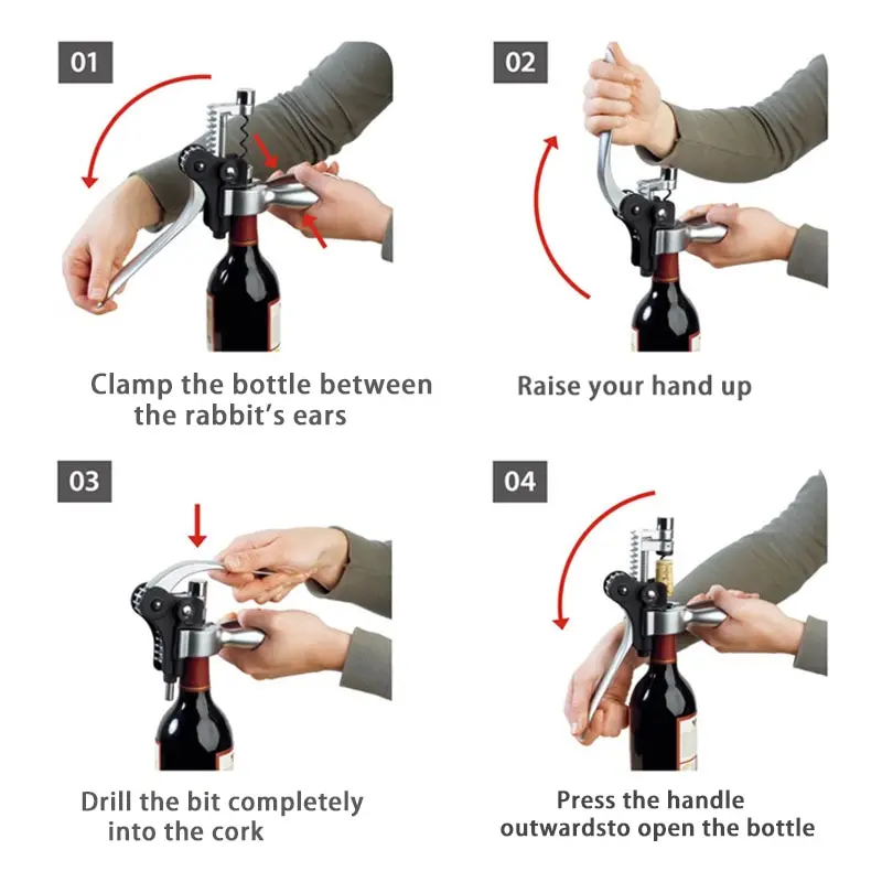 

Manual Rabbit Wine Bottle Opener Zinc Alloy Red Wine Opener Creative Corkscrews Professional Wine Opener Kitchen Bar Tools