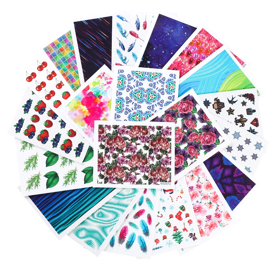 21 шт. переводная вода наклейка s дизайн ногтей смешанный цветок Полное