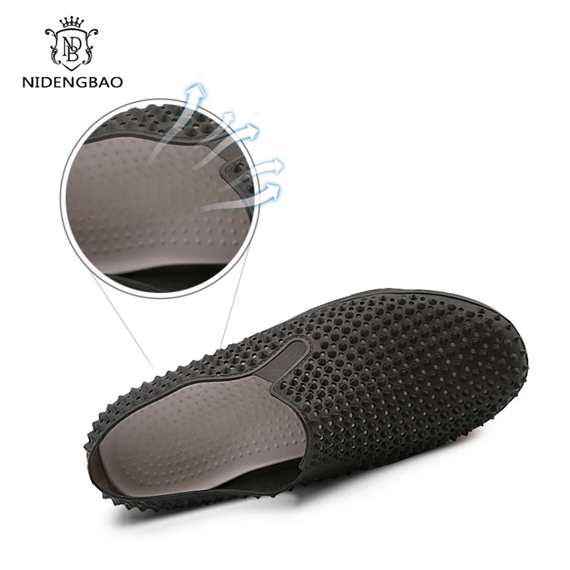 Повседневная мужская обувь с ногтями лоферы без шнуровки дышащая пляжная