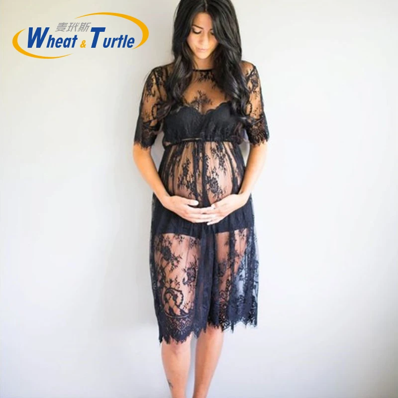 Lace Maternity Dresses for Photo Shoot Beautiful Black Pregnant Clothes Pregnant Women Photography Dress Pregnancy Clothes Beach