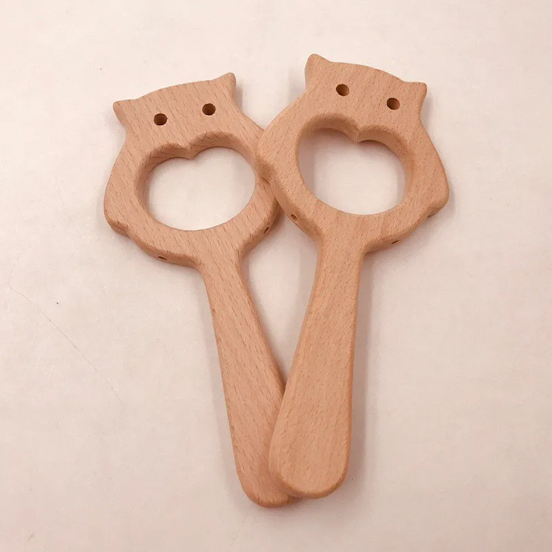 DIY мультфильм сова погремушка натуральный прорезыватель из буковой древесины