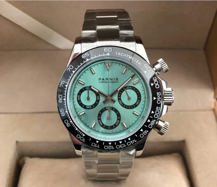 Сапфировое стекло 39 мм парниш японский кварцевый механизм Мужские часы