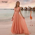 Verngo Новинка 2021 оранжевые длинные вечерние платья трапециевидной формы с глубоким v-образным вырезом кружевные Элегантные платья для выпускного вечера Длинные вечерние платья