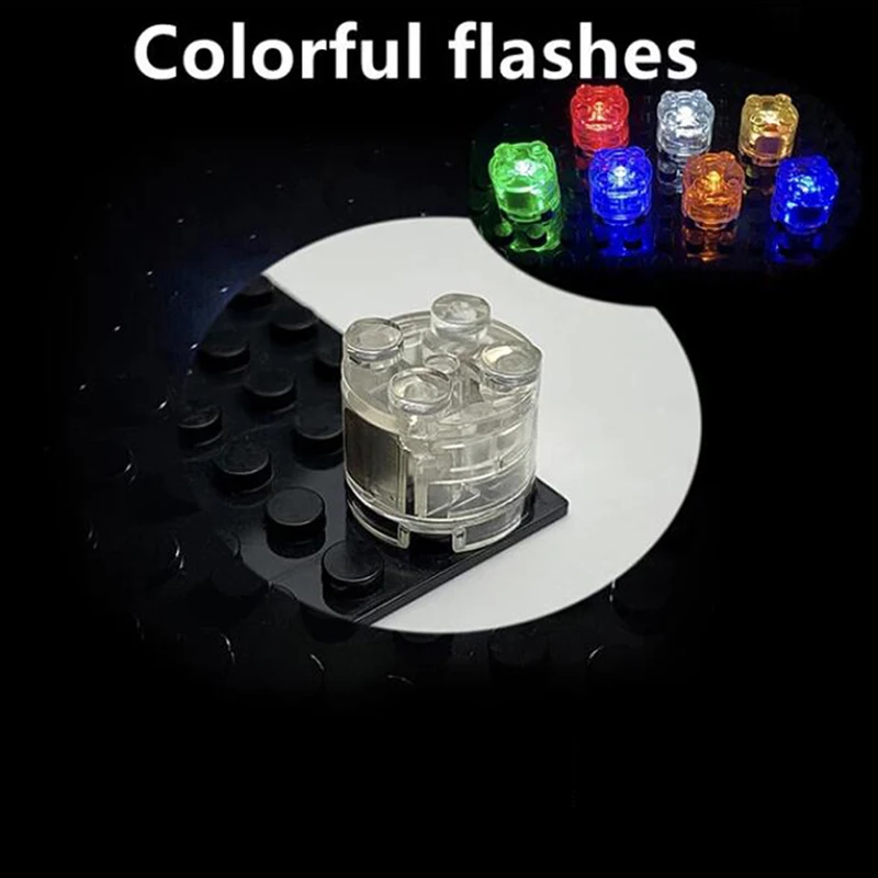 

2pcs Colorful Color LED Lights Light Brick Luminescent Lamp Accessories Round Led The Flash Luminous Building Block DIY Toys