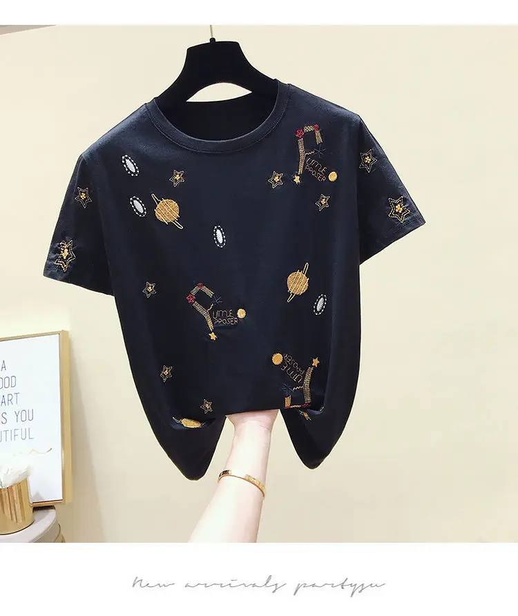 

Plus Size Tshirt Women Large Size T-shirt Women's 2020 New Summer Short-Sleeve College Wind Loose-Fit Crew Neck T-shirt Tee