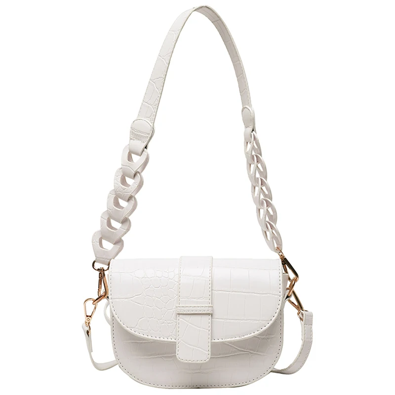 

Crocodile pattern Saddle bag Underarm bag 2021 New Quality PU Leather Women's Designer Handbag Gradient Shoulder Messenger Bag