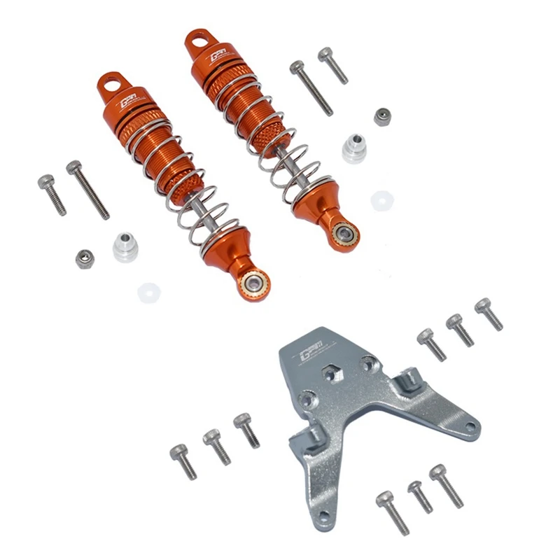

2 Set RC Car Part: 1 Set Metal Rear Shock Absorbers Damper & 1 Set Metal Front Bulkhead